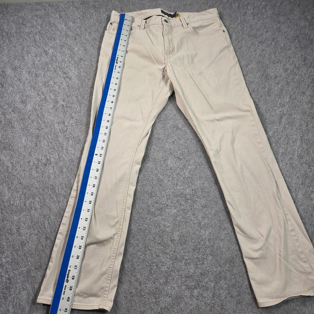 Polo Ralph Lauren Varick Pants Mens 34x32 Tan Khaki Slim Straight Stretch Chino
